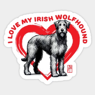 I Love My Irish Wolfhound - I Love my dog - Affectionate dog Sticker